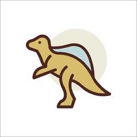 A dinosaur icon with a blue background vector