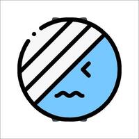 A blue and white icon of a sad face vector
