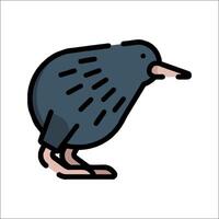 A black kiwi bird with a long beak vector