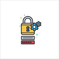 A lock and gears icon on a white background vector