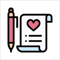A paper with a heart and a pen on it vector