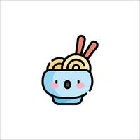 A cute little bowl with noodles and chopsticks vector