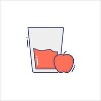 A glass of juice and an apple icon vector