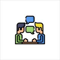 Two people talking with speech bubbles on top of them vector