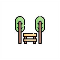 A park bench with trees and bushes vector