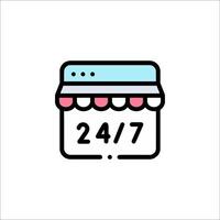 A store with a sign that says 24 7 vector
