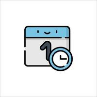 Calendar icon with clock and calendar vector