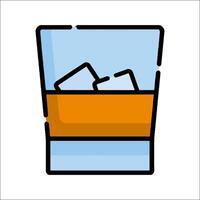 A glass of whiskey with ice cubes in it vector