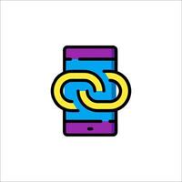 A phone with a link icon on it vector