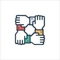 Hands holding hands icon vector