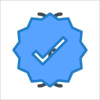 A blue badge with a tick mark on it vector