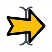 A yellow arrow pointing in the opposite direction vector