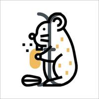 A mouse is sitting on a chair with a yellow object vector