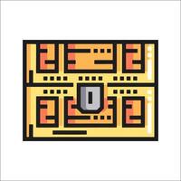 A computer chip icon with a lock on it vector