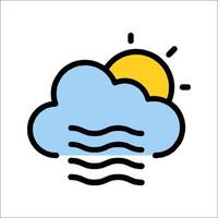 The weather icon is shown with a sun and clouds vector