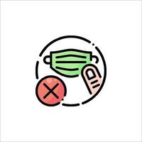 A hand holding a mask and a finger pointing at it vector