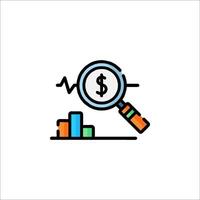 A magnifying glass and dollar sign icon vector