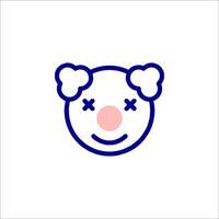 A blue and white logo with a clown face vector