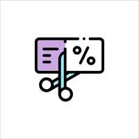 A line icon of a scissors cutting a piece of paper vector