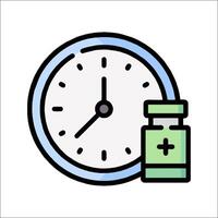 A clock and a pill bottle icon vector
