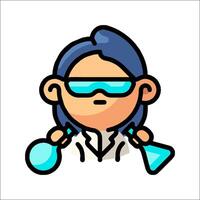 A cartoon woman in a lab coat holding a beaker vector