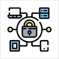 A circle with a lock and a computer on it vector