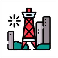 A tower with a red and white background vector