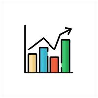A graph chart with an arrow going up vector