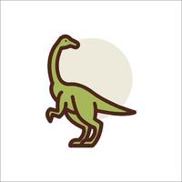 A dinosaur icon with a long neck and long tail vector