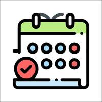 A calendar icon with a check mark on it vector