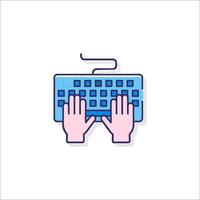 Hands typing on a keyboard icon vector