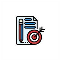 A red and blue icon of a pencil and a dart vector