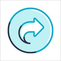 A blue arrow pointing to the right in a circle vector