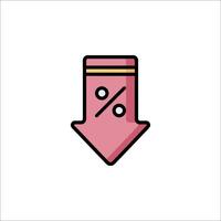 A pink arrow with a percentage sign on it vector