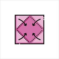 A pink square with arrows pointing in different directions vector