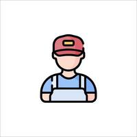 A man in a hat and overalls icon vector