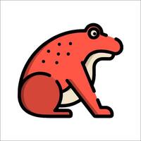 A red frog sitting on its back with its legs spread out vector