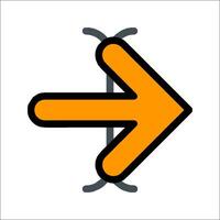 An orange arrow pointing in the direction of the right vector
