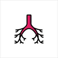 The human lung is shown in a flat design vector