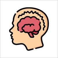 A brain icon in the head of a person vector