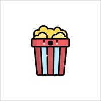 A cartoon popcorn bucket icon on a white background vector