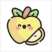 An apple with a slice of lemon in it vector