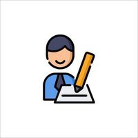 A man with a pencil and a pen writing on a piece of paper vector