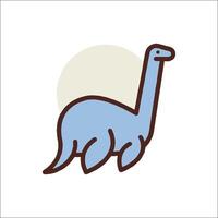A dinosaur icon with a long neck and a long tail vector