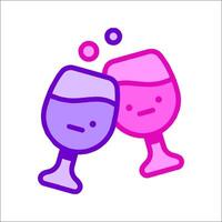 Two wine glasses with bubbles and a heart vector