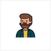 A man with a beard and mustache icon vector