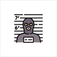 A man in a mask is shown in a mug shot vector