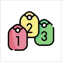 Three colored tags with numbers on them vector