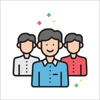 Three people with different colored shirts and ties vector