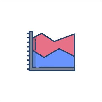 A graph chart icon with a red and blue bar vector